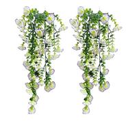 Lot de 2 fleurs artificielles à suspendre, résistantes à la gloire du matin pour extérieur, terrasse, porche, et décoration d'intérieur, violet clair