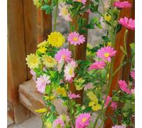 Lot de 2 fleurs artificielles de 1 mètre de long et de tournesol pour décoration de maisons et espaces événementiels, comprend 88 fleurs en soie et feuilles en plastique (rose clair)