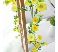 Lot de 2 fleurs artificielles de 1 mètre de long et de tournesol pour décoration de maisons et espaces événementiels, comprend 88 fleurs en soie et feuilles en plastique (jaune)