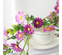 Lot de 2 fleurs artificielles de 1 mètre de long et de tournesol pour décoration de maisons et espaces événementiels, comprend 88 fleurs en soie et feuilles en plastique (violet)