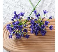 Lot de 2 fleurs d'agapanthe artificielles en soie au toucher réaliste pour centres de table pour maison, mariage, bureau, fête - Bleu