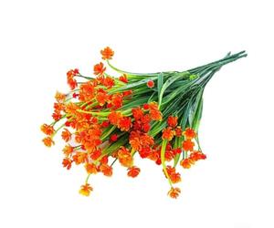 Lot de 2 fleurs de camélia artificielles en plastique avec haleine réaliste de bébé pour mariage, terrasse et décoration d'intérieur saisonnière (orange) 32 x 5 x 5 cm