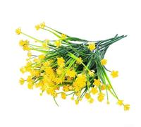 Lot de 2 fleurs de camélia artificielles en plastique avec souffle réaliste de bébé pour mariage, terrasse, décoration d'intérieur (jaune) 32 x 5 x 5 cm