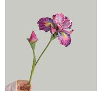 Lot de 2 fleurs d'iris artificielles en soie au toucher réaliste, pour décoration de mariage, maison, table (violet)