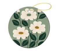 Lot de 2 fleurs plates à suspendre pour sapin de Noël moderne du milieu du siècle, 7,2 cm, rond double face