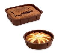 Lot de 2 Flexi' Moules en silicone - 1 rectangle 28 cm et 1 rond 24 cm Mathon