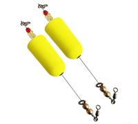 Lot de 2 flotteurs de pêche en EVA avec fil d'acier, parfaits pour la pêche au bar, à la truite de mer et d'autres espèces (jaune)
