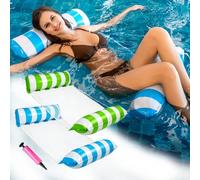 Lot de 2 flotteurs de piscine gonflables à 2 tubes, radeaux de piscine pour adultes, matelas flottant pour plage, piscine et jacuzzi (vert et bleu)