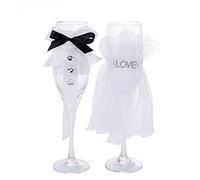 Lot de 2 flûtes à champagne avec robe de 200 ml - Flûtes à champagne pour mariée et marié - Cadeau de mariage