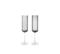 Lot de 2 Flûtes à Champagne Ferm Living Ripple 15 Cl, Gris Fumé