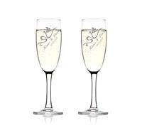 Lot de 2 flûtes Gravure motif - bombées sarments, fleurs