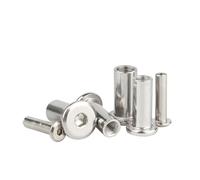 Lot de 2 for 10 écrous de meuble en acier inoxydable 304, M3, M4, M5, M6, M8, grands écrous plats for six pans creux, connecteurs for rivets, manchons d'insertion(M5 10pcs,50mm (L))