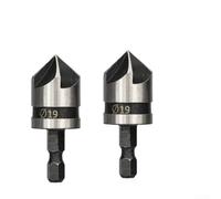 Lot de 2 forets coniques pour bois et métal 5 cannelures avec tige hexagonale 1/4 pour une coupe lisse de 90 degrés de 12, 16, 19 mm (19 mm)