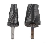Lot de 2 forets étagés à quatre cannelures pour métal, bois et acier inoxydable, trou en acier haut avec marquages de taille transparents, noir doré, 14-24 mm, 24-32 mm (noir)