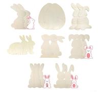 Lot de 2 formes de lapin de Pâques en bois pour activités artisanales printanières, peinture, décoration de table, plaque de porte (A27-8 œufs)