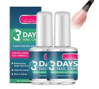 Lot de 2 fortifiants pour ongles abîmés, renforceur de vernis à ongles transparent et réparateur de couche de base / top coat durcisseur extra fort et brillance à la kératine