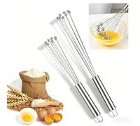 Lot de 2 fouets à billes en acier inoxydable 304 - 25,4 et 30,5 cm - Fouet manuel pour mélanger rapidement la crème et mélanger les sauces