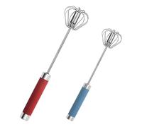 Lot de 2 fouets à œufs à main, mini fouets à main en acier inoxydable, fouet Whizzy de 25,4 cm et 30,5 cm, batteur à œufs semi-automatique, mélangeur rotatif pour la cuisson, le fouet, le remuage