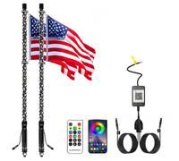 Lot de 2 fouets LED avec application et télécommande, fouet d'antenne RVB spiralé pour VUTT, ATV, RZR, SXS, Can-Am, dune buggy, camion tout-terrain (91 cm)