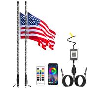 Lot de 2 fouets lumineux LED de 1,2 m avec application et télécommande, fouet d'antenne lumineuse RVB en spirale pour VUTT, ATV, RZR SXS, Can-Am, Dune Buggy, camion tout-terrain (1,2 m)