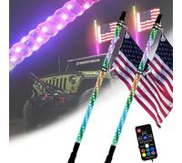 Lot De 2 Fouets Lumineux LED en Spirale avec Antennes Lumineuses RVB À 360° Télécommandées for UTV, VTT, Tout-Terrain, Camion, VTT, RZR(3FT)