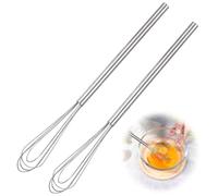 Lot de 2 fouets - Petit fouet - Fouet - En acier inoxydable de qualité supérieure - Manche de 16 cm - Gadgets de cuisine - Pour mélanger, fouetter, mousser et mélanger - Argenté