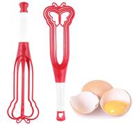 Lot de 2 fouets pliables rotatifs en forme de papillon, multifonctions, manuels (rouge)