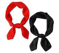 Lot de 2 foulards en soie, foulard décoratif en soie, foulard uni, foulard en soie vintage élégant, foulard en mousseline pour femme, foulard en mousseline respirant, foulard léger (noir, rouge)