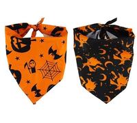Lot de 2 Foulards lavables à Motif Citrouille de sorcière pour Chien, Bandana Triangulaire, réglable, Accessoires de Costume d'halloween pour Chiot, Chiens de Petite, Moyenne et Grande Taille