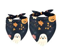 Lot de 2 foulards pour animaux de compagnie, motif fantômes, fleurs, citrouille, lanterne, bandana élégant pour chien, garçons et filles, lot varié de vêtements respirants pour animaux de compagnie