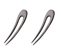 Lot de 2 fourchettes à cheveux en bois noir en forme de U pour chignons, épingles à cheveux vintage mates, Saint-Valentin, Noël, mariage, bal de fin d'année, accessoires décoratifs pour femmes et