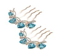 Lot de 2 fourchettes à cheveux en forme de fleur en strass pour mariée - Accessoires de cheveux français bling strass cristal fleur - Accessoires de coiffure pour femmes et filles