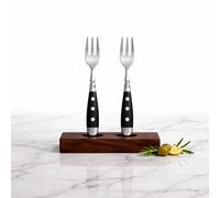 Lot de 2 fourchettes à dessert noires - En acier inoxydable - Poignée noire - Passe au lave-vaisselle - Style maison de campagne - Bistro - Gastronomie - Extensible