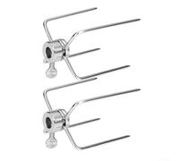 Lot de 2 fourchettes à viande pour barbecue en acier inoxydable avec vis de verrouillage pour fixation réglable et sécurisée pour barre de gril conçue pour bœuf, veau, agneau, porc, volaille