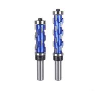 Lot de 2 fraises à affleurer à plaques réversibles, tige de 12 mm, lame en carbure interchangeable, fraise à copier avec roulement à billes, pour le traitement des bords, bleu (2 pièces 45 mm + 65 mm)