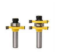 Lot de 2 fraises à bois 1/2 tige de 1/2 pour assemblage de joints de rainure et de languette, embouts de défonceuse de 1,9 cm en T pour le travail du bois