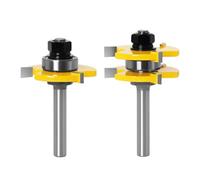 Lot de 2 fraises à défoncer à bois de 8 mm et 12 mm avec tige à 3 dents pour assemblage de rainure et languette pour le travail du bois (8 x 12,7 x 6,35 mm)