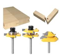 Lot de 2 fraises à rainure et languette 1/4" avec verrouillage à 45° - Tige de 6 mm - Acier massif, anti-retour, pour rabot en bois (2 tiges de 6 mm)