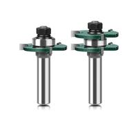 Lot de 2 fraises à rainure et languette, 12 mm, 1/2 pouce, vertes, 3 dents, en forme de T, for le travail du bois, for panneaux de contreplaqué(12X47.6mm)