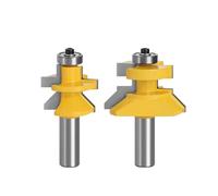 Lot de 2 fraises à rainure et languette, tige de 12 mm, 1/2 pouce, encoche en V, for lambris, panneaux et revêtements de sol, fraises à chants assortis(12mm)