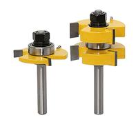 Lot de 2 fraises à rainure et languette, tige de 8 mm, fraise à rainure et languette, fraise à rainurer et à languette, défonceuse pour le travail du bois