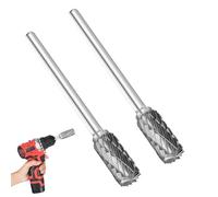Lot de 2 fraises rotatives carbure tungstène, haute vitesse, double coupe, pour outils Dremel, sculpture, polissage, accessoires métal, bois, plastique, acier