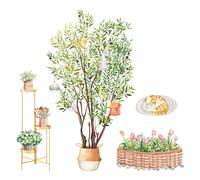 Lot de 2 Fresques Murales Plantes Vertes en Pot Autocollantes - Peinture Décorative pour Salon et Chambre, Stickers Muraux Amovibles pour la Décoration Intérieure, Papier Peint / Décoration Murale