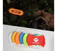 Lot de 2 frisbee lumineux à DEL pour dressage de chien, TPU non toxique en caoutchouc souple résistant au grincement et aux morsures, rechargeable et lumineux pour animaux de compagnie, jouet