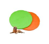 Lot de 2 frisbees pour chien, disque de lancer en caoutchouc durable de 18 cm/7 pouces, entraînement canin en extérieur (vert,