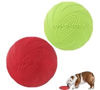 Lot de 2 frisbees pour chien, frisbee, cible au sol, frisbee, Kong, cible pour chien, en caoutchouc naturel, pour l'entraînement de chien, lancer, attraper et jouer (vert + rouge)