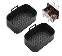 Lot de 2 friteuses à air en silicone, revêtement en gel de silice, poêles à air réutilisables pour four, micro-ondes, maison, cuisine, accessoires pour poêles à air extérieur