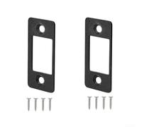 Lot de 2 gâches à pêne dormant à grand trou et à bord étroit, plaque de réparation de serrure de porte en acier inoxydable pour verrou mal aligné ou collant, boulon mort sécurisé (2 pièces, noir et