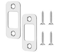 Lot de 2 Gâches à Pêne Dormant, Gâches de Porte à Grand Trou avec 4 Vis pour Portes Intérieures Plaque Arrière de Porte d'Angle Rond Pièces de Rechange de Serrure pour Portes (Argent)