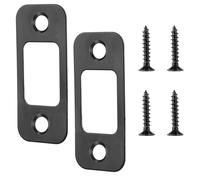 Lot de 2 Gâches à Pêne Dormant, Gâches de Porte à Grand Trou avec 4 Vis pour Portes Intérieures Plaque Arrière de Porte d'Angle Rond Pièces de Rechange de Serrure pour Portes (Noir)